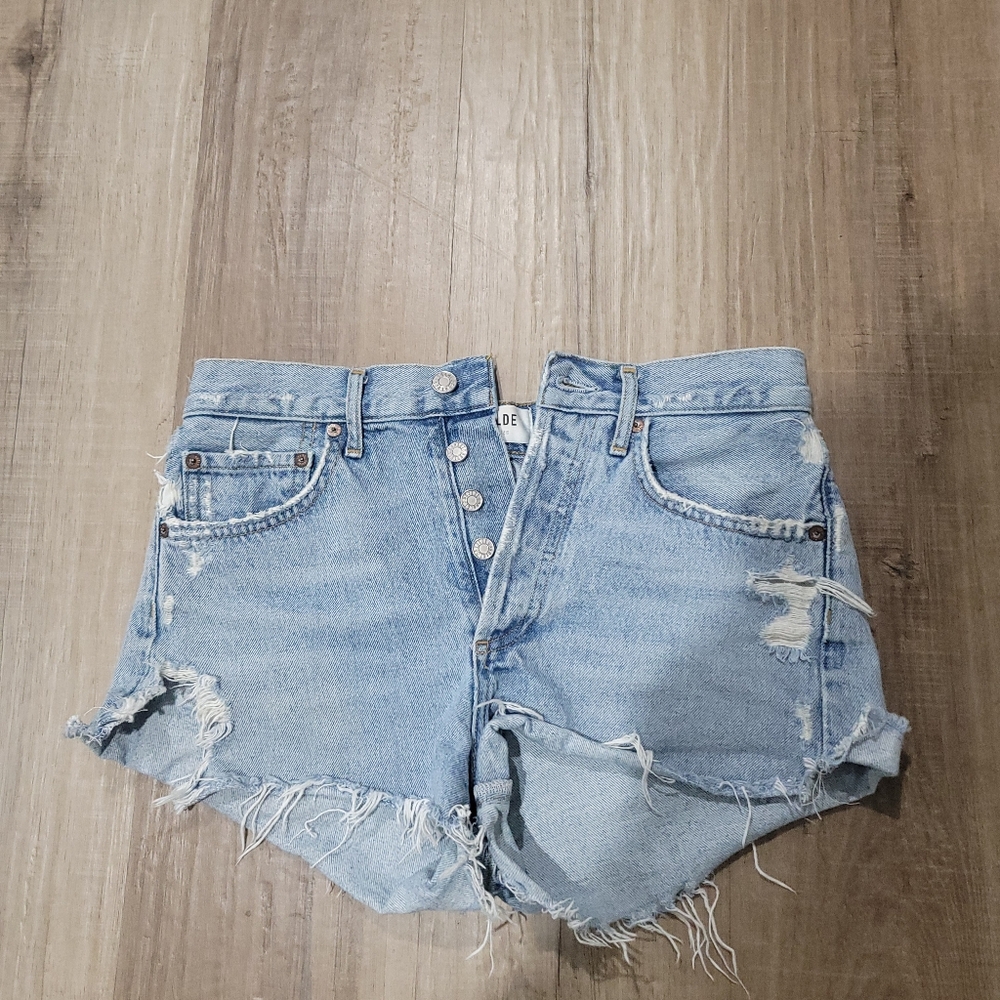 Agolde Blue High-Waisted Jean Shorts